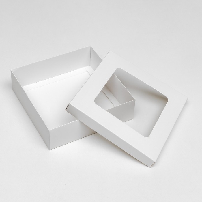 Коробка подарочная складная, упаковка, крышка-дно, с окном, белая, 20 х 20 х 6 см Коробка подарочная складная, упаковка, крышка-дно, с окном, белая, 20 х 20 х 6 см