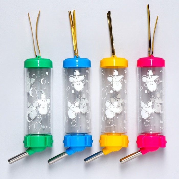 Поилка для грызунов &laquo;Мышки в сыре&raquo; 125 мл, 12.5х4.5 см, микс цветов