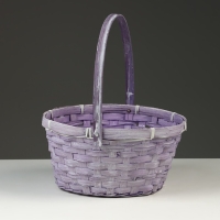 Корзина плетеная, D26 х 12/30 см, фиолетовая, бамбук Корзина плетеная, D26 х 12/30 см, фиолетовая, бамбук