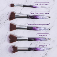 Набор кистей для макияжа &laquo;Luminous&raquo;, 10 предметов, PVC - чехол, цвет чёрный/фиолетовый