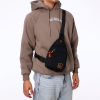 Сумка-слинг из текстиля, 3 наружных кармана, цвет чёрный Сумка-слинг из текстиля, 3 наружных кармана, цвет чёрный