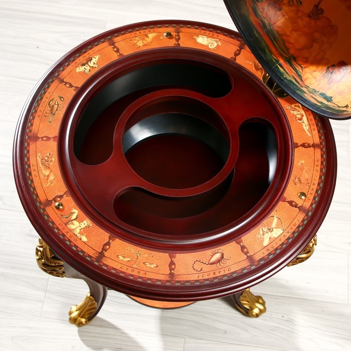 Глобус бар декоративный "Винтажная карта" узорные ножки 60,4х60,4х104 см