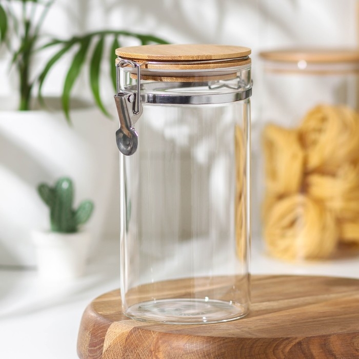 Банка стеклянная для сыпучих продуктов с бугельным замком Magistro &laquo;Эко&raquo;, 1,2 л, 10&times;20 см