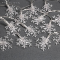 Гирлянда &laquo;Нить&raquo; 3 м с насадками &laquo;Снежинки большие&raquo;, IP20, прозрачная нить, 20 LED, свечение мульти (RG/RB), мигание, USB