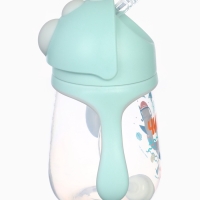 Поильник - непроливайка детский с силиконовой трубочкой &laquo;Чайка&raquo;, 260 мл., с ручками, голубой