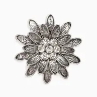 Кольцо для платка "Цветок Хризантема", цвет белый в чернёном серебре