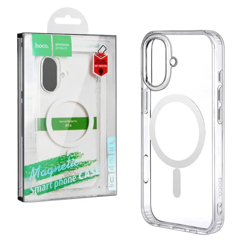 Чехол iPh 16 Hoco TPU прозрачный MagSafe
