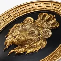 Панно интерьерное полистоун "Лев - царь зверей" чёрный с золотом 20х4,5х26,2 см