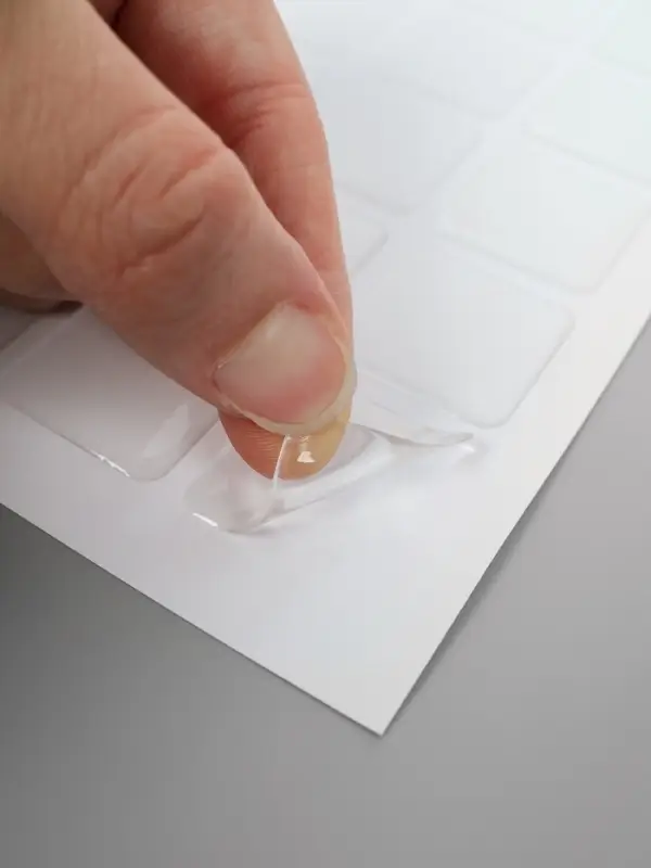 Стикеры эпоксидные прозрачные заготовки 3D 100 шт 2,5 x 2,5 см + самоклеящаяся бумага