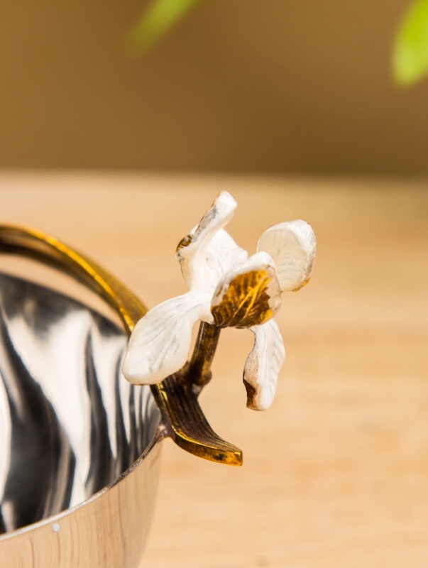 Менажница "Лилия" 10х10х7,5 см, нержавеющая сталь, латунь