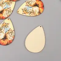 Декор для творчества дерево "Три кота с тыквами" 4,9х3,3х0,3 см