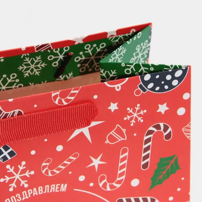 Пакет подарочный новогодний ламинированный &laquo;Снежинки&raquo;, MS 18 х 23 х 10 см