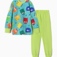 Пижама для мальчика "Монстры", цвет голубой, рост 104 Пижама для мальчика "Монстры", цвет голубой, рост 104