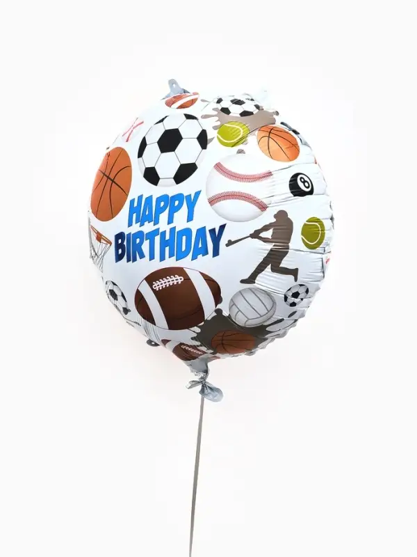 Воздушные шары фольгированные 17" круг "С днем рождения, спорт" набор 5 штук
