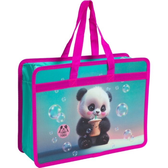 Папка с ручками А4, 100x250x340 мм, deVENTE "Yummy Panda", пластик, ручки-текстиль, для деовчки