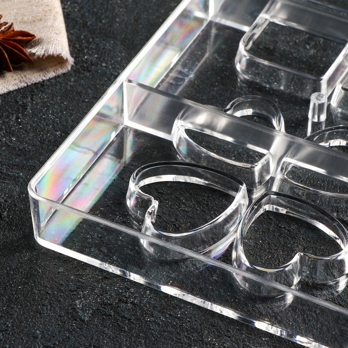 Форма для конфет и шоколада &laquo;Мерси&raquo;, 8 ячеек, 20&times;12&times;2,5 см, цвет прозрачный