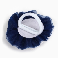 Выпускной. Бант для волос на резинке, белый с синим, 11 см, Кошечка Мари