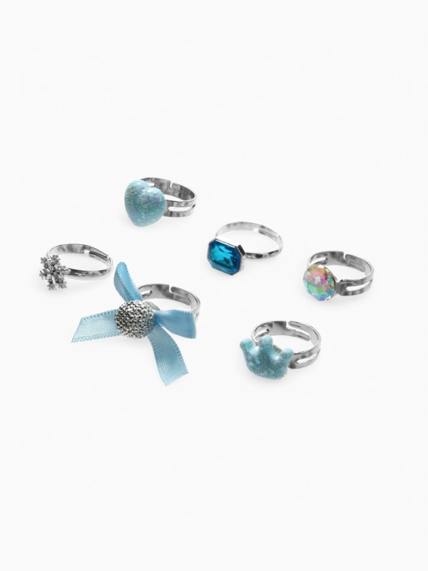 Кольца детские "Выбражулька" набор 6шт,зимняя принцесса ассорти, форма и цвет МИКС, б-р