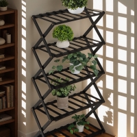 Подставка для цветов Greengo, 5 полок, 50 &times; 25 &times; 89 см, напольная, бамбук, чёрная