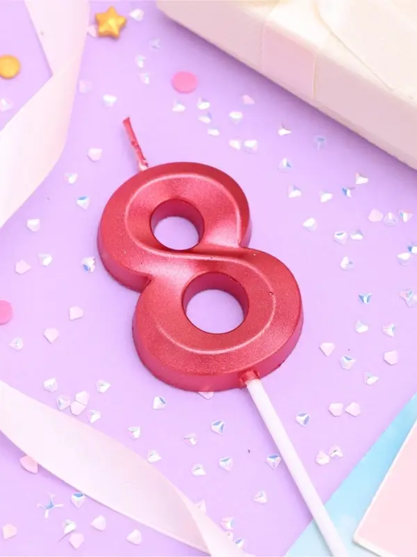 Свеча в торт на шпажке &laquo;Цифра 8&raquo;, красная, 5 см