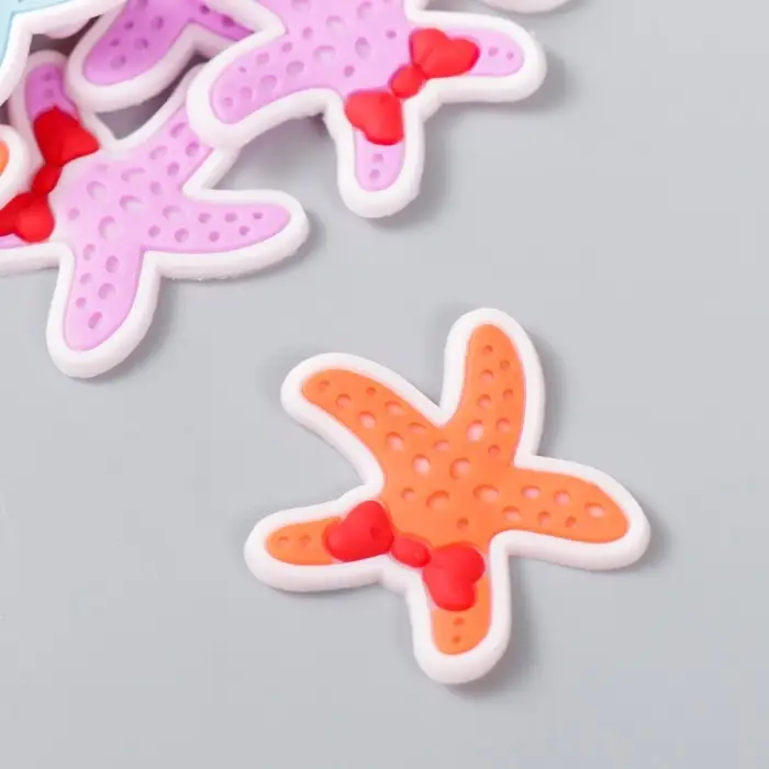 Декор для творчества резина "Морская звезда с бантиком" набор 16 шт 3,5х3,5 см