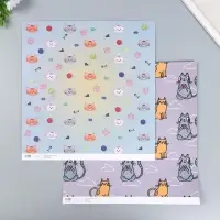 Бумага для скрапбукинга двусторонняя "Котики" плотность 180 гр 30,5х32 см