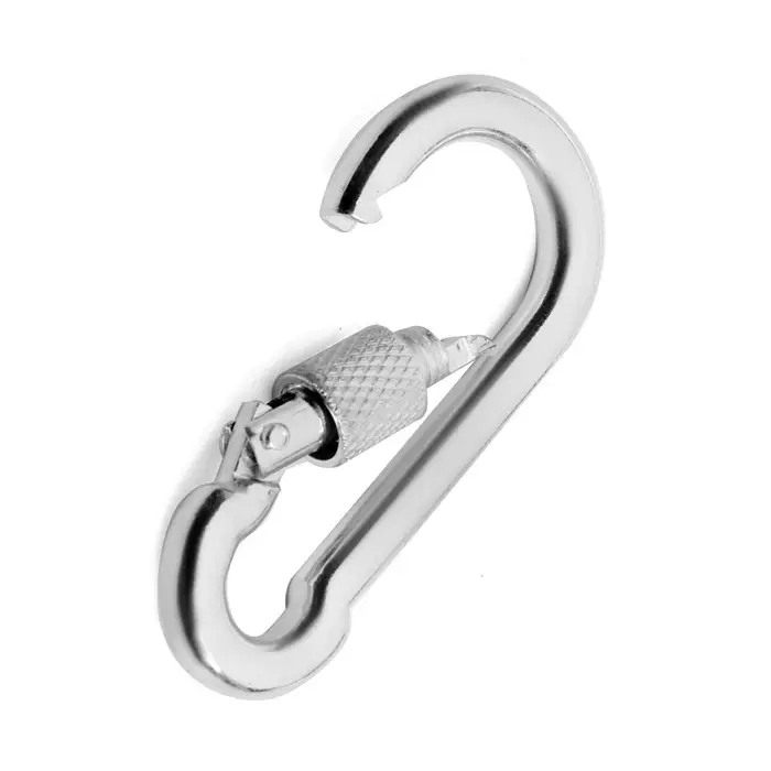 Карабин монтажный с фиксатором ТУНДРА krep, DIN5299D, 6&times;60 мм, оцинкованный, 1 шт.