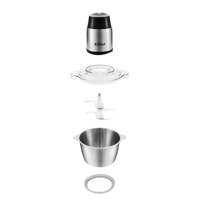 Измельчитель Kitfort КТ-3024, нержавеющая сталь, 350 Вт, 2 л, 2 скорости, сталь