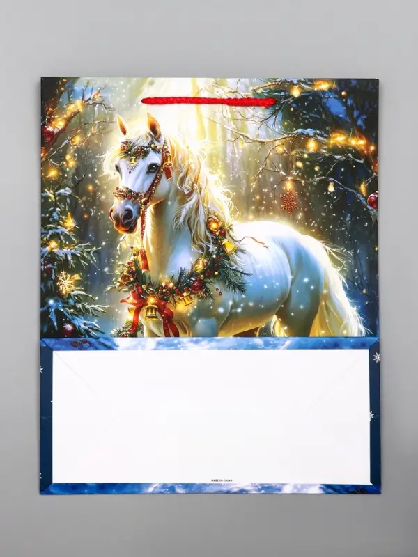 Пакет подарочный новогодний ламинированный, &laquo;Конь&raquo; , 26&times;12&times;32 см