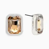 Серьги "Кристалл" прямоугольник грань, цвет прозрачно-золотой