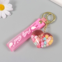 Брелок пластик с карабином, ремешком "Сердечко с шариками" водный с декором 4,5х5х2 см Брелок пластик с карабином, ремешком "Сердечко с шариками" водный с декором 4,5х5х2 см
