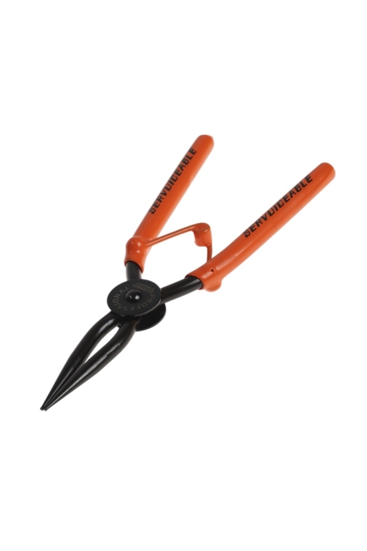 Съемник внешних стопорных колец ТУНДРА, удлиненные прямые губки на разжим, 190 мм