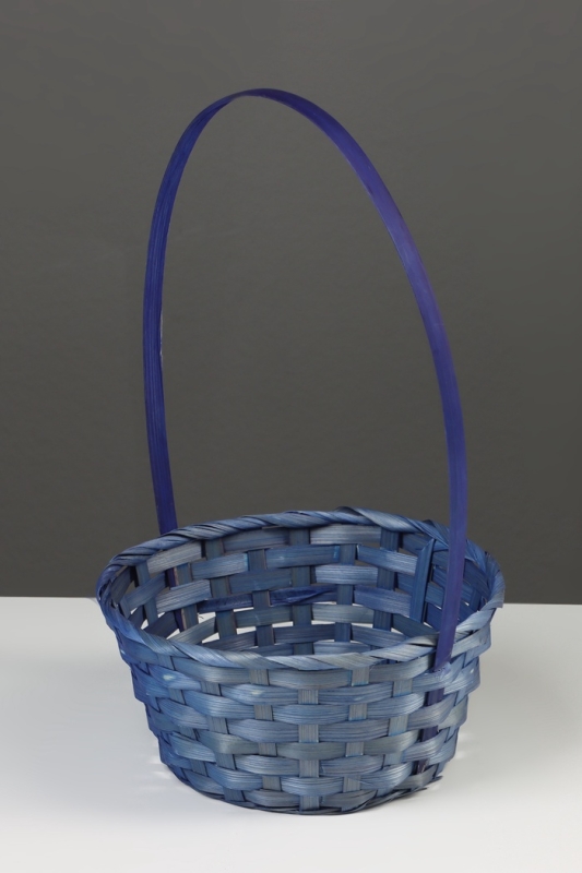 Корзина плетёная, 20×20×9 см, ручка h=25 см, бамбук, синий Корзина плетёная, 20×20×9 см, ручка h=25 см, бамбук, синий