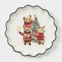 Тарелка сервировочная новогодняя Доляна &laquo;Сказки зимнего леса&raquo;, 20&times;20&times;2.5 см, доломит, белая