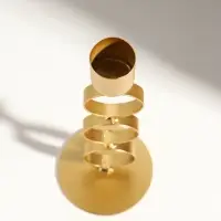 Подсвечник металл на 1 свечу "Три кольца" d=2,5 см золото 7,5х7,5х21 см