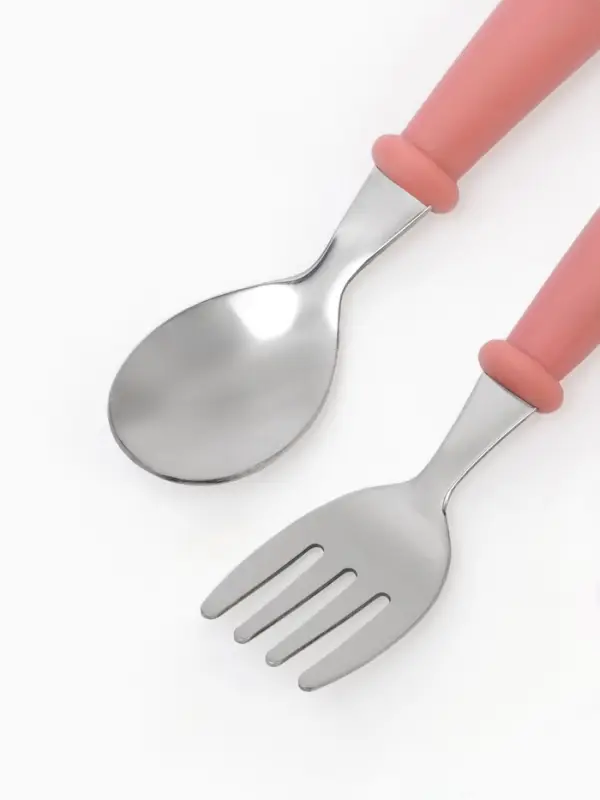 Набор детских столовых приборов в футляре: вилка, ложка Крошка Я розовый