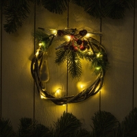 Светодиодная фигура «Венок с ягодами» 18 см, пластик, батарейки CR2032х2 (в комплекте), свечение тёплое белое Светодиодная фигура «Венок с ягодами» 18 см, пластик, батарейки CR2032х2 (в комплекте), свечение тёплое белое