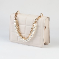 Цепочка для сумки, с жемчугом, d = 14 мм, 2,3 &times; 16 &times; 11,5 мм, 30 см, цвет золотой