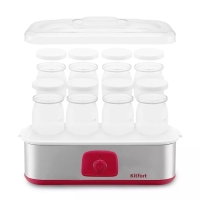 Йогуртница Kitfort КТ-6098, 20 Вт, 180 мл, 8 ёмкостей, стекло, серебристо-розовая