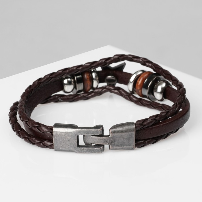 Браслет унисекс &laquo;Стиль&raquo; звезда, цвет коричневый с чернёным серебром, 21,5 см