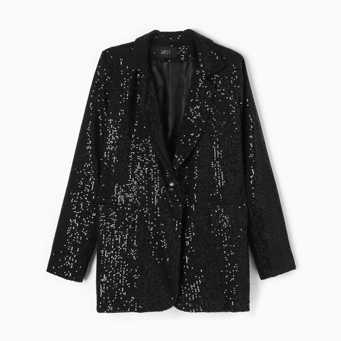 Пиджак женский с пайетками MIST р. 46, черный Пиджак женский с пайетками MIST р. 46, черный