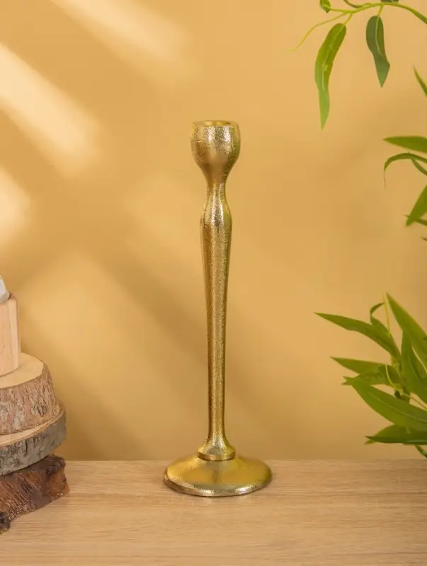 Подсвечник "Тепло" алюминий 28 см, цв. золото