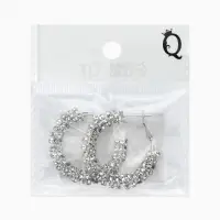Серьги-кольца со стразами &laquo;Россыпь&raquo; d=3.5 см, белые в серебре