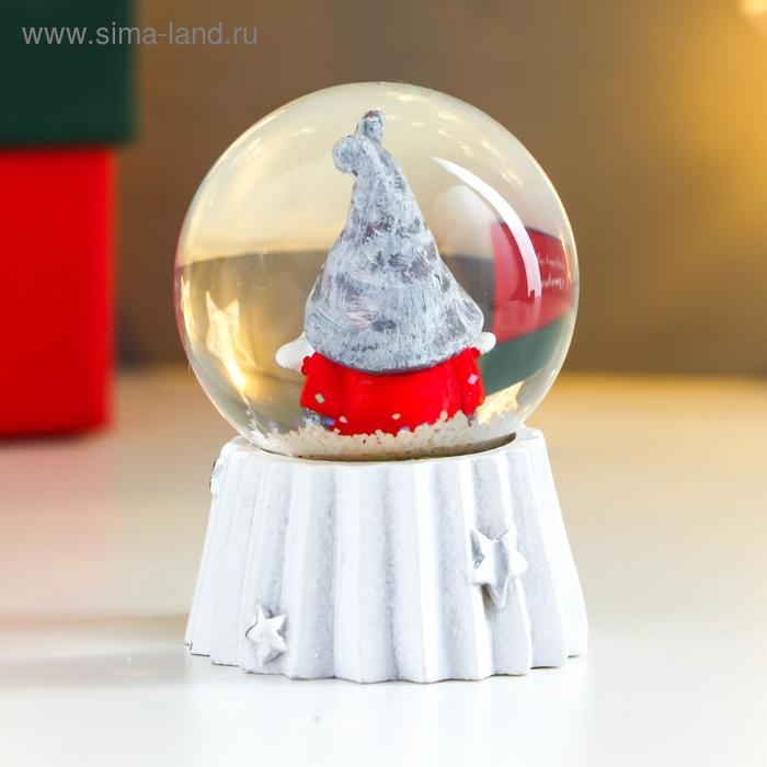 Снежный шар новогодний стеклянный &laquo;Дед Мороз в колпаке войлочном&raquo;, d=4.5 см, 6&times;4.5&times;4.5 см