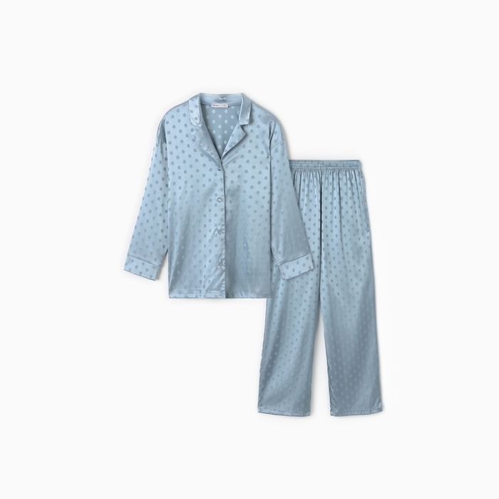 Пижама женская (рубашка и брюки) KAFTAN Пижама женская (рубашка и брюки) KAFTAN "Горох" цвет голубой, размер 44-46