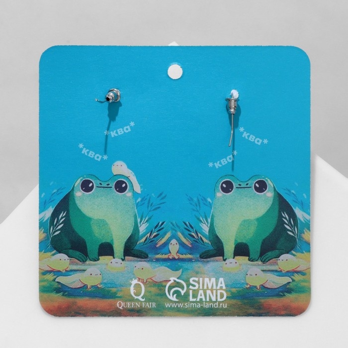 Серьги акрил &laquo;Лягушки&raquo; королевы, цветные в серебре