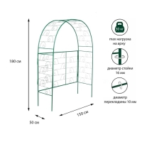 Арка садовая, 180 &times; 150 &times; 50 см, для вьющихся растений, металлическая, зелёная, &laquo;Беседка&raquo;
