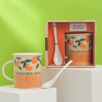 Кружка &laquo;Выбирай счастье&raquo; с ложкой и подставкой, 300 мл