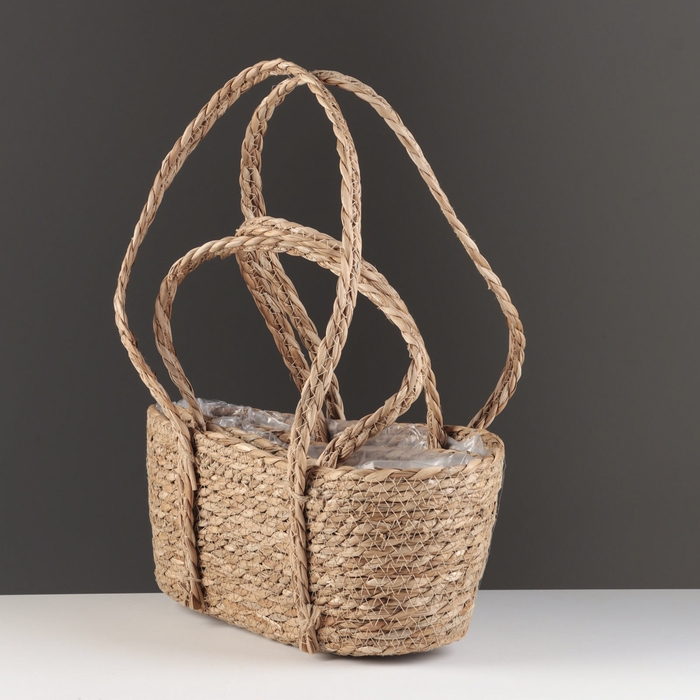 Набор корзин из 2 шт, 35х18хH20/HH44; 31х15хH11/HH39 см, коричневый, рогоз