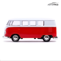 Машина металлическая VOLKSWAGEN TRANSPORTER T1, 1:32, открываются двери, инерция, цвет красный